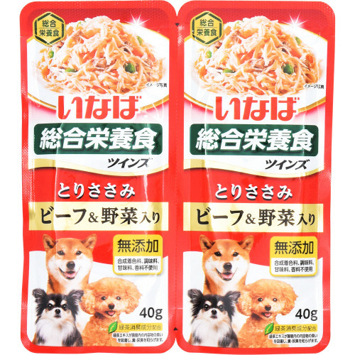 いなば　ツインズとりささみ　ビーフ＆野菜入り　４０ｇｘ２