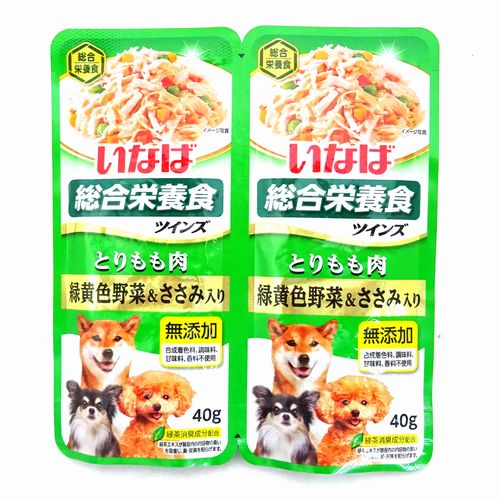 いなば　ツインズとりもも肉　緑黄色野菜＆ささみ入り　４０ｇｘ２