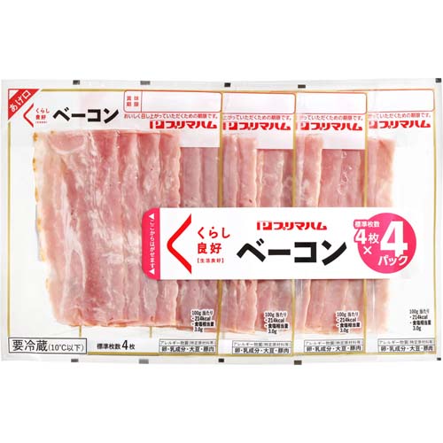 プリマハム　くらし良好　ベーコン　４枚×４パック