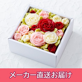 《Flower Picnic cafe(フラワーピクニックカフェ)》 食べられるお花のボックスフラワーケーキ(No.50)【12月22〜24日お届け】